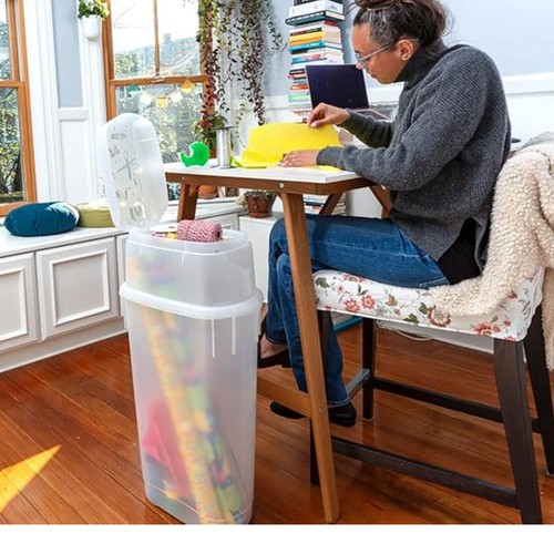 Rubbermaid Container Wrapping Paper Organizer W/ Top Ornament Storage, Clear - Picture 8 of 8