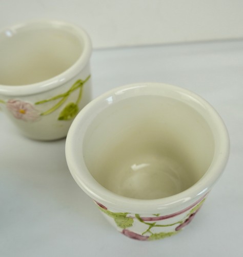 4 VTG Bassano Porcelain Ceramic Planter Pot Hand Painted ITALY 3" Flowers - Picture 10 of 12