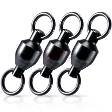 20-100pcs Ball Bearing Fishing Swivels Solid Ring Trolling Black Nickel #0-#8
