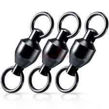 20-100pcs Ball Bearing Fishing Swivels Solid Ring Trolling Black Nickel #0-#8