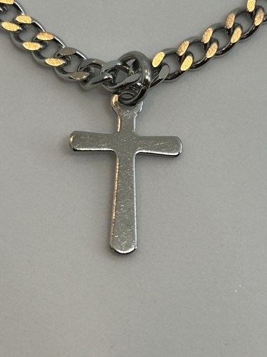 Herren Edelstahl Halskette Kreuz Anhänger 20" kleines Kreuz Halskette - Bild 1 von 6