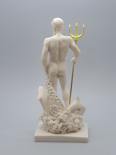 Poseidon Greek Roman God of the Sea Neptune Cast Marble Statue Sculpture 9.65 in - Picture 5 of 9