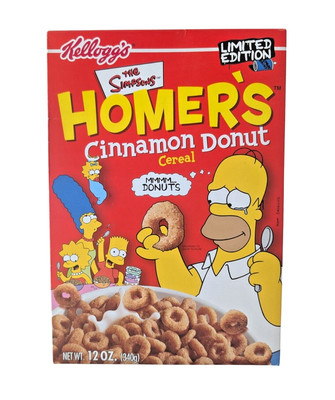Simpsons Cereal Box Homer's Cinnamon Donut Springfield Shopper LE 2002 Unopened