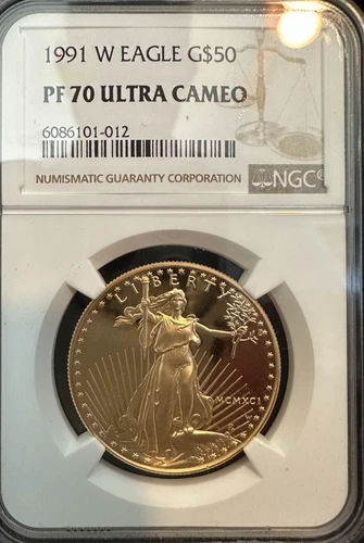 1991-W $50 American Gold Eagle 1 Oz Gold PF70 UCAM NGC