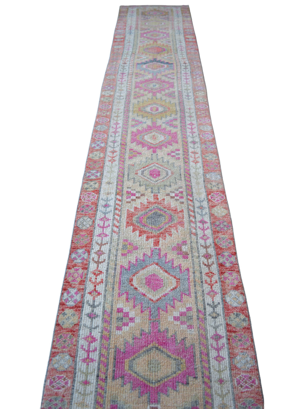 3x15 ft Runner Turkish Rug Hand Made Extra Long Hallway Rug Kitchen Decor Rug