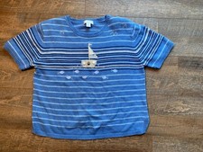 Vtg Christopher  Banks Sailboat theme short sleeve women's sweater Sz M