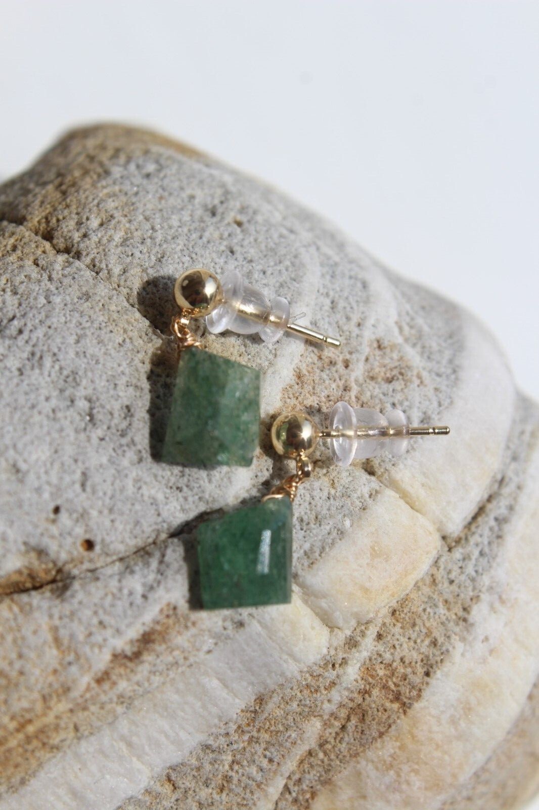 Boucles d'oreilles quartz vert en argent 925, clous d'exception - 4
