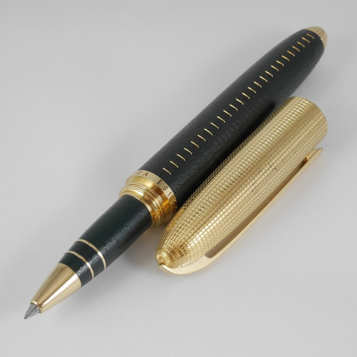 Louis Vuitton Doc Cuir Green Leather and Gold Plated Rollerball