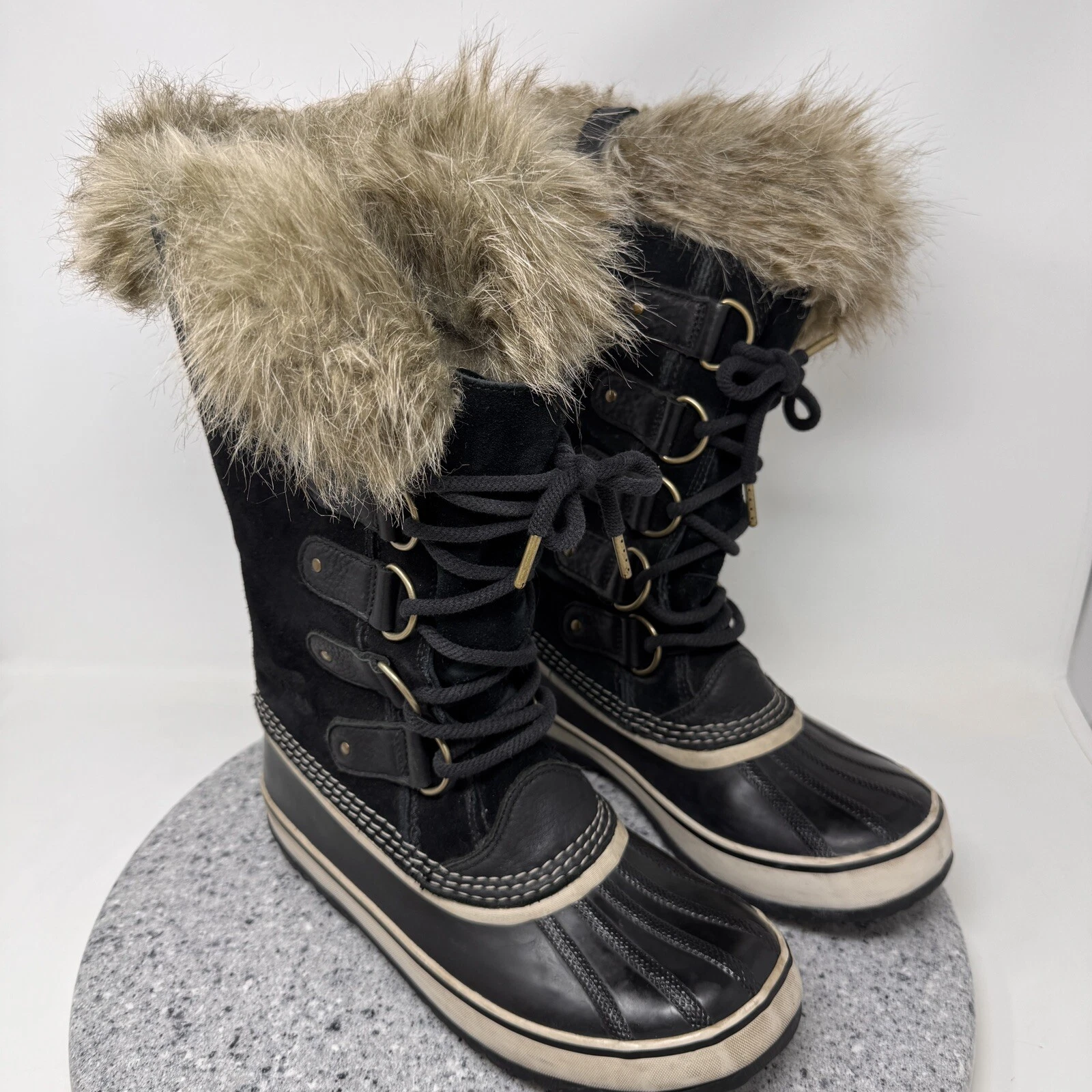 sorel joan of arctic insulated faux fur leather snow boots