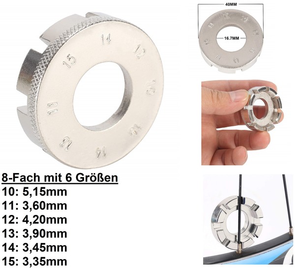 Fahrrad SpeichenschlüSsel Speichenspanner Nippelspanner Speichenwerkzeug 8-Fach-image