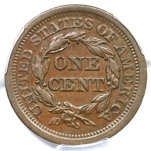 1849 N-16 R-5 PCGS AU 58 Braided Hair Large Cent Coin 1c - Picture 3 of 4