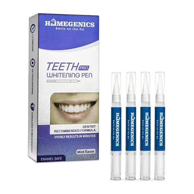 HOMEGENICS Teeth Whitening Gel Pen Extra Strong Stain Remover 4 Pack - Mint Flavour