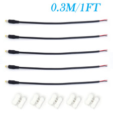 5pcs 22AWG DC Power 5.5mm x 2.5mm Barrel Male Plug Pigtail Bare Wire 0.3M/1FT