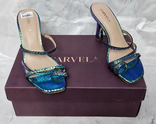 CARVELA Goddess Stunning Strappy Blue Leather Buckled Heels Ladies MRRP £99.00 - Picture 2 of 9
