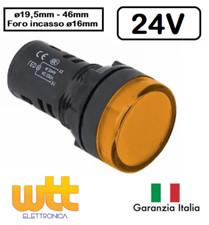 Segnalatore indicatore spia luminosa a LED GIALLA 24V da pannello