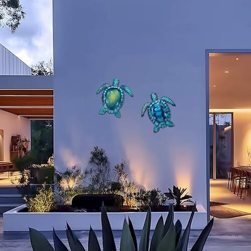 Metal Turtle Wall Art Decor Ocean Wall Hanging Coastal Wall Blue&Green - Bild 5 von 7