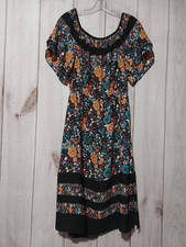 Loft Dress Ladies Medium Black Floral Peasant