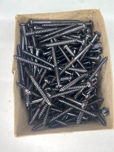 Box Black Round Screws 2 1/2" x 10 Nettlefolds GKN Japanned Slotted Full Box 200 - Picture 22 of 24
