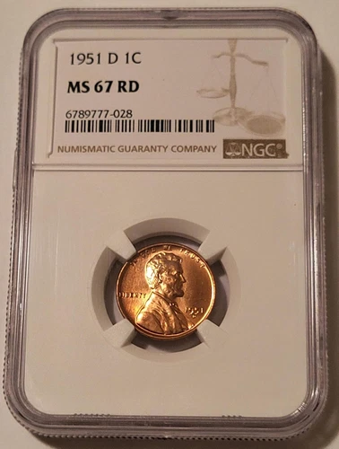 1951 D Lincoln Wheat Cent MS67 RED NGC