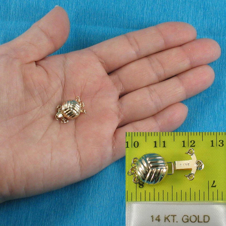 14K Yellow Gold Classic 3-Row (3 Strands) Pearl Beads Clasp - Image 2 of 4