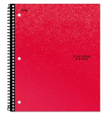 Five Star Graphic Design Splatter 1-Sub Wide Ruled, 100 Shts, Red Notebook