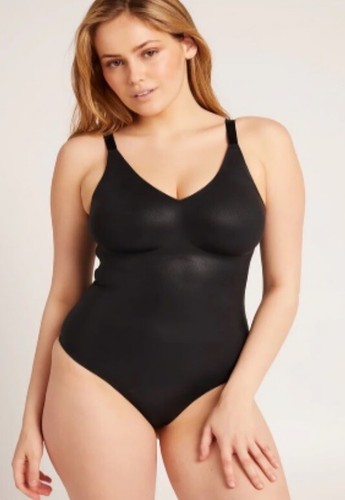Neu ohne Etikett Knix Papaya LuxeLift SCHWARZER Kunstleder Shapewear Tanga Body Größe XL