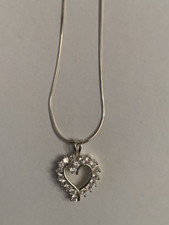 NEW 925 Sterling Silver Heart with Cubic Zirconia Necklace