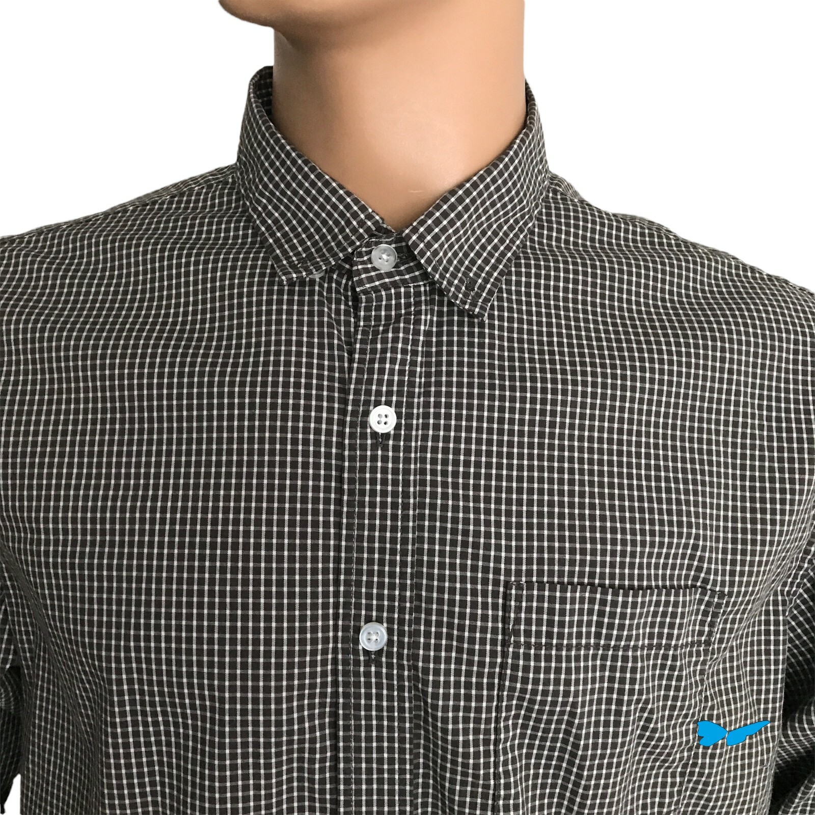 Betabrand Men's Shirt XL Button Down Long Sleeve Collared Plaid Black