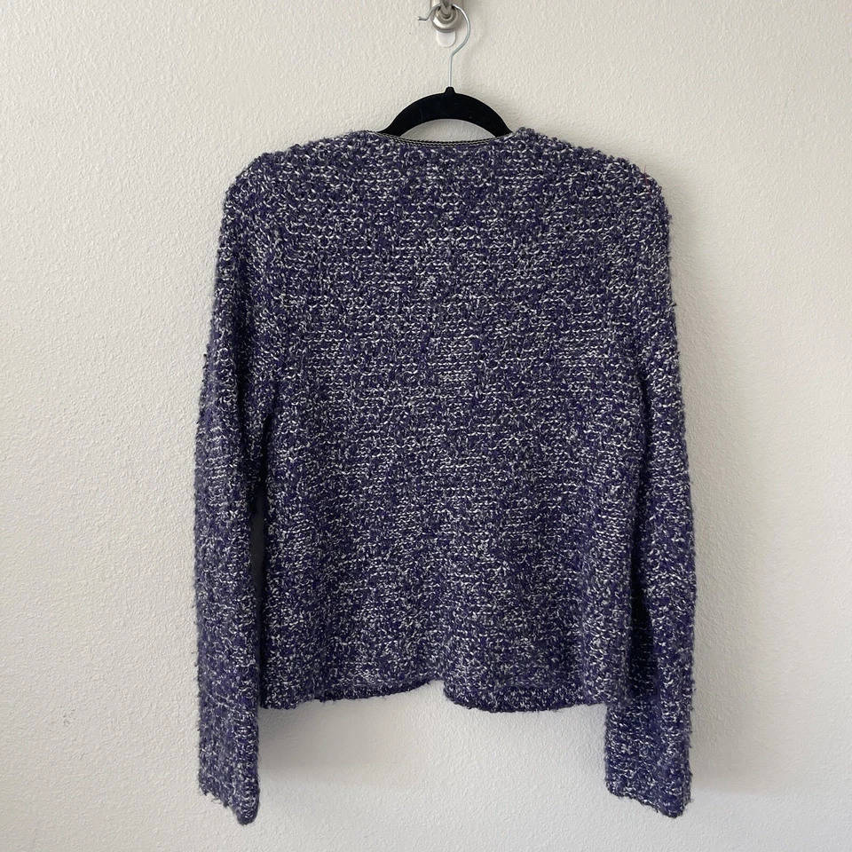 Blazer Chico's Púrpura Para Mujer 1 Plus Lana Alpaca Tweed Chaqueta Gancho Bolsillos para Ojos Foto 2 de 4