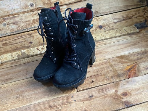 New rock black suede heel boots, Y2K, grunge Eu 36 US 6 - Picture 6 of 15