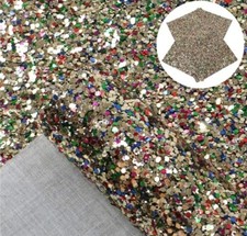 Light Gold mix Hexagonal Chunky Glitter FAUX LEATHER ROLL 12" x 55" 1093873