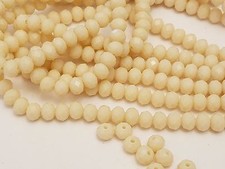 Opaque Solid Color Crystal Glass Faceted Abacus Beads, Cream, 6x4mm, Hole: 1mm