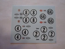 TYCO PRO #8 #66 #2 #4 Decal set to do 4 cars 1/64 scale AFX Aurora Auto World