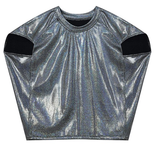 Unisex Kids Shirt Performance Tops Metallic T-shirt Boys Crewneck Hip Hop Girls - Picture 19 of 94