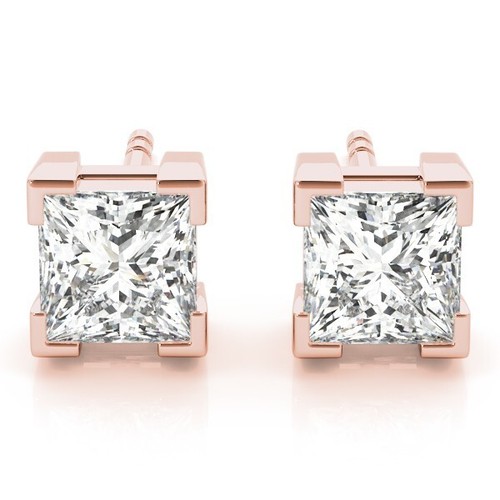 IGI Certified D/VS Lab Grown Princess Cut Diamond Prong Set Stud Earring - Picture 11 of 53