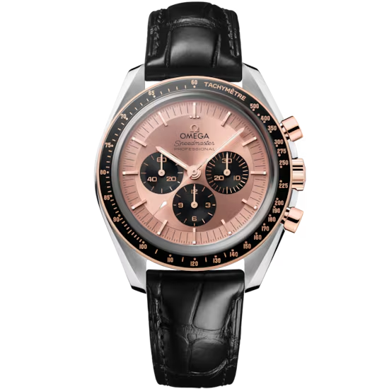 Omega Speedmaster Moonwatch Rose Gold 42mm Black Leather Strap