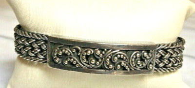 Lois Hill 925 Sterling Silver Woven Design Toggle Bracelet