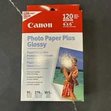 CANON Photo Paper PLUS Glossy - 120 Sheets, 72lb, 4"x6" for Inkjet Printers
