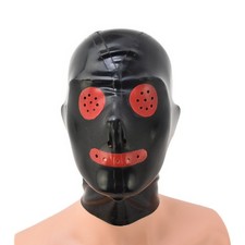 Latex masker met rode ogen en mond - 0,3 mm (M)