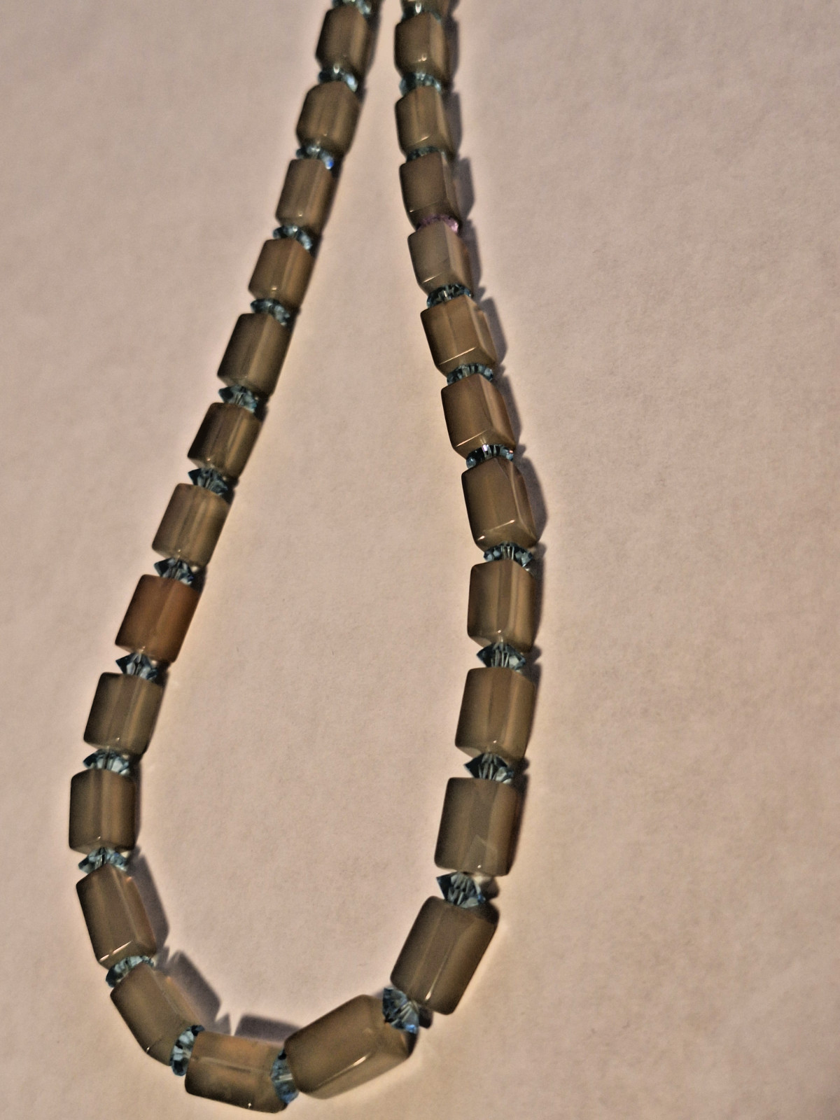 Vintage Light Green Rectangular Gemstone Beaded N… - image 4