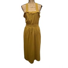 Goodnight Macaroon Maxi Dress Ruffle Halter Neck Tie Back Mustard Size Medium