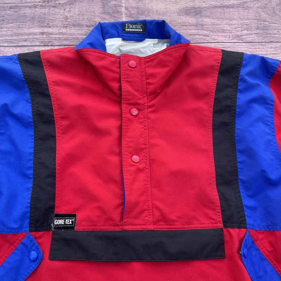 Chaqueta Etonic De Colección Para Hombres XL Rojo Goretex Bloque de Color Anorak Conjunto Pantalones Azules L Foto 3 de 4