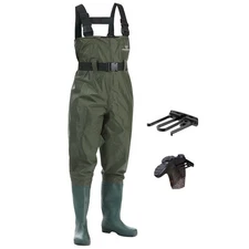 Fishing Waders with Boots for Men & Women, Waterproof Nylon/PVC, Boot Hanger