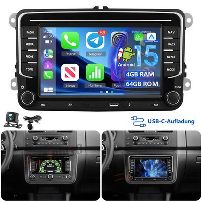 4G+64G Autoradio Carplay für VW GOLF 5 6 Plus Polo Passat Touran Android 15 KAM