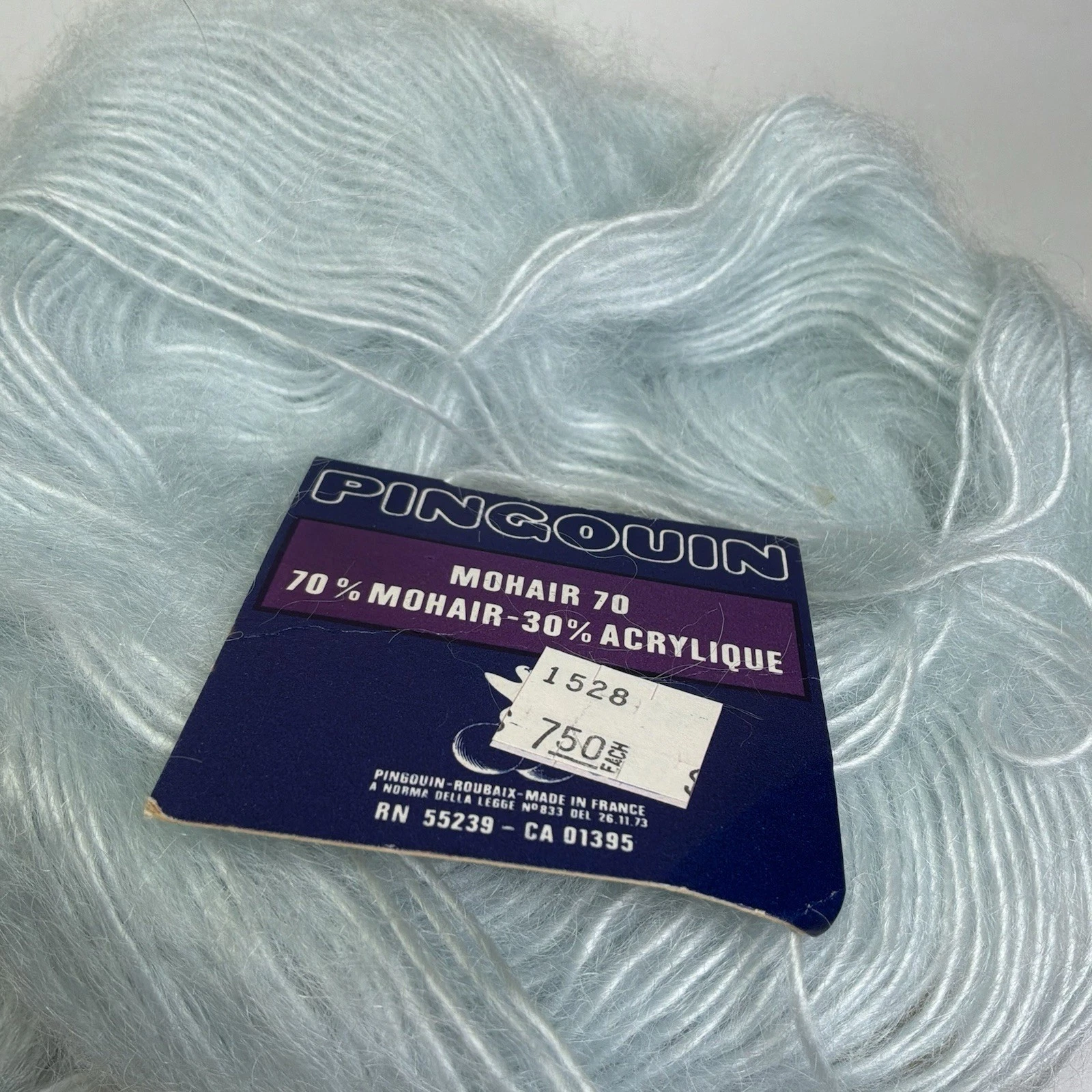 Pingouin Mohair 70 Yarn Color 04 Light Blue Vintage Lot Of 2 image 2