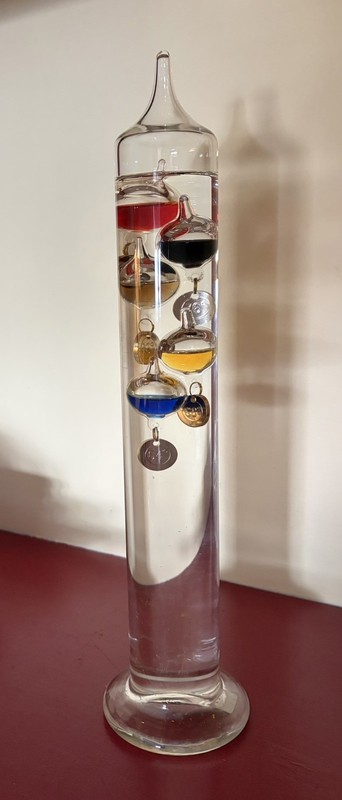 13" Glass Tabletop Thermometer Temperature Colored Water Oil Drop Bubble SCIENCE