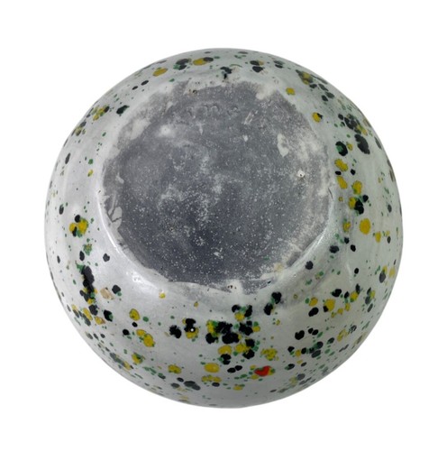 Vintage Arnels Speckled Ceramic Planter Pot Black Yellow Green Splatter Glaze - Picture 8 of 13