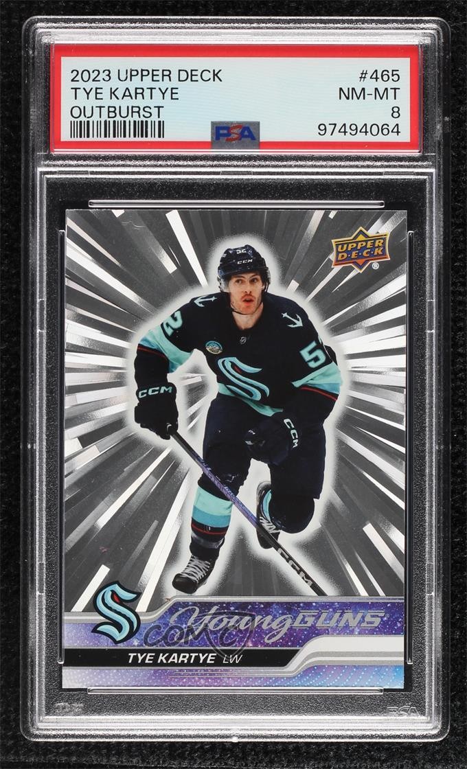 2023-24 Upper Deck Series 2 Young Guns Outburst Tye Kartye #465 PSA 8 0ms6