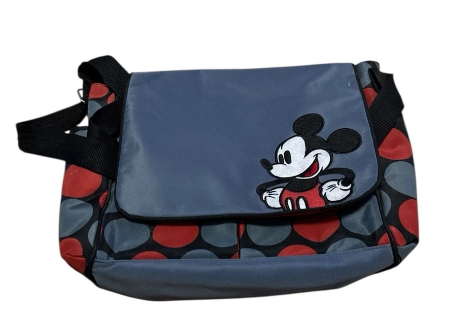 Disney Mickey Mouse Messenger Baby Diaper Bag Girls Boys 16x12 Dots Tote Neutral - Image 2 of 4