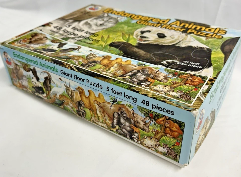 Endangered Animals Giant Floor Puzzle 48 Pcs. 5ft Long Complete Set Vintage 1992 - Image 3 of 4